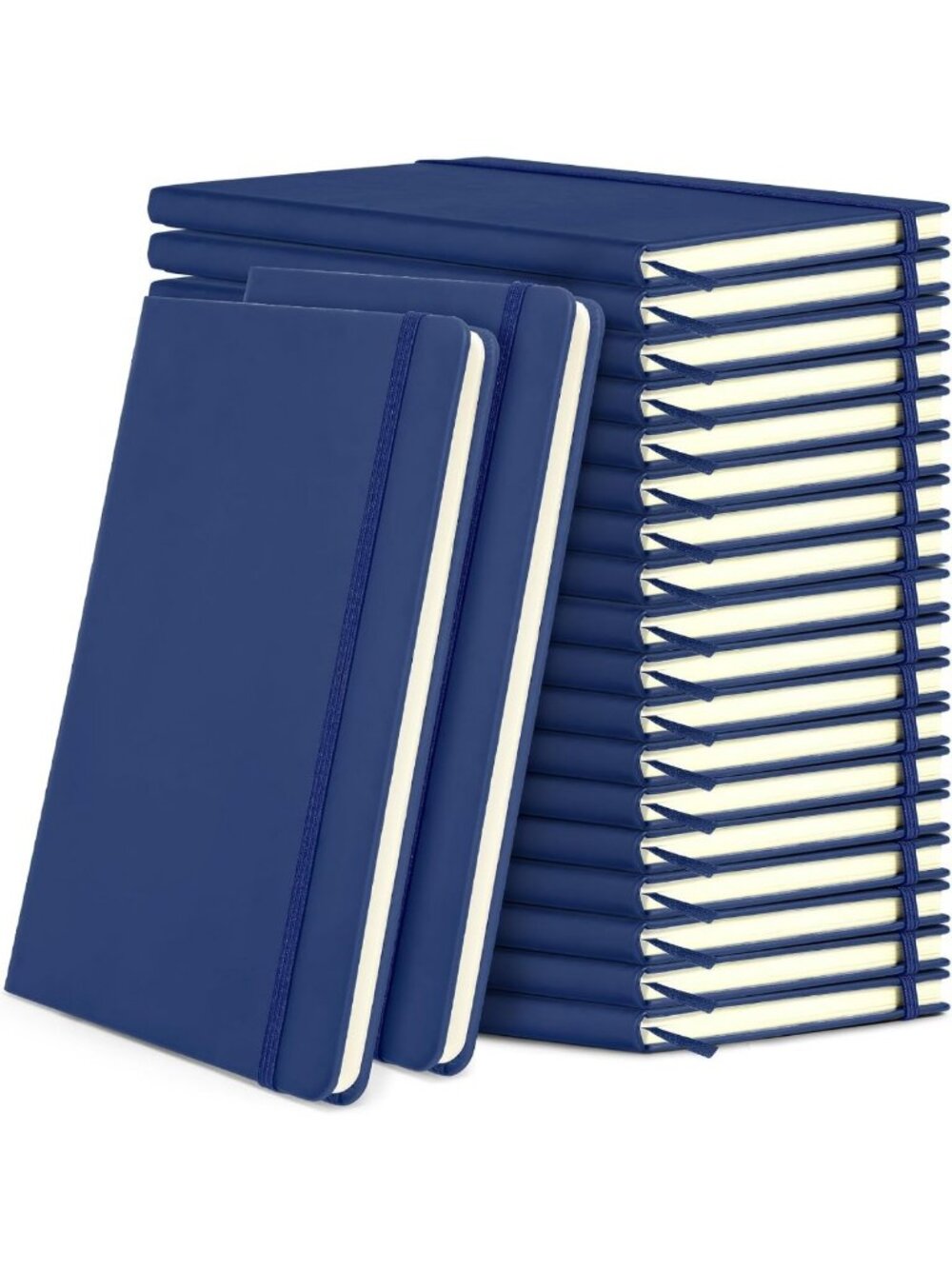 20 Pack A5 Lined Notebooks, PU Leather Journals, Navy Blue, Ideal for Writing